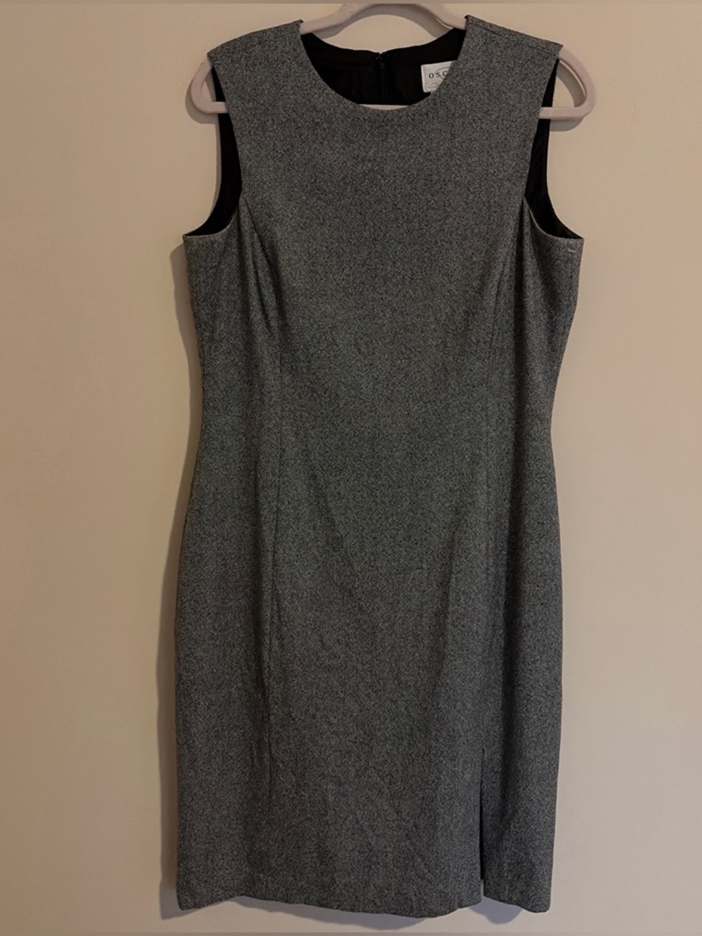 Oscar de la Renta Gray Midi Sheath Dress